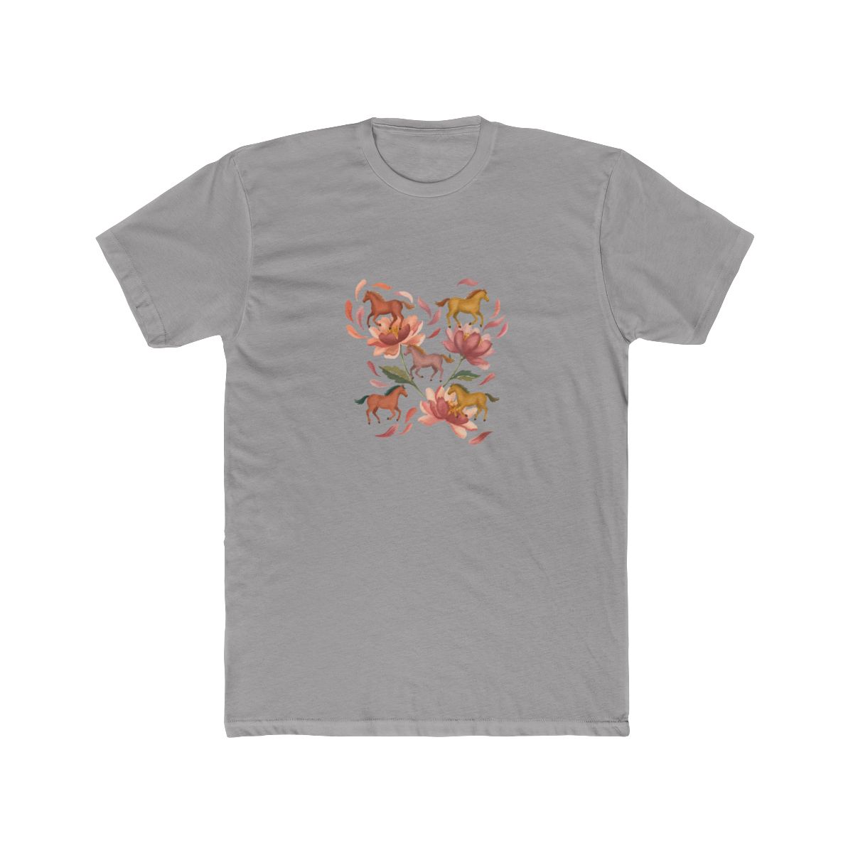 Spring Meadow Horses Pastel T Shirt - Whimsical Equestrian Gift — official Konvy t-shirts