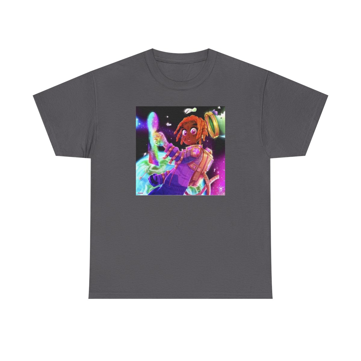 Anime Space DJ girl Tee | Neon Cosmic Music Illustration | Konvy Streamer Merch