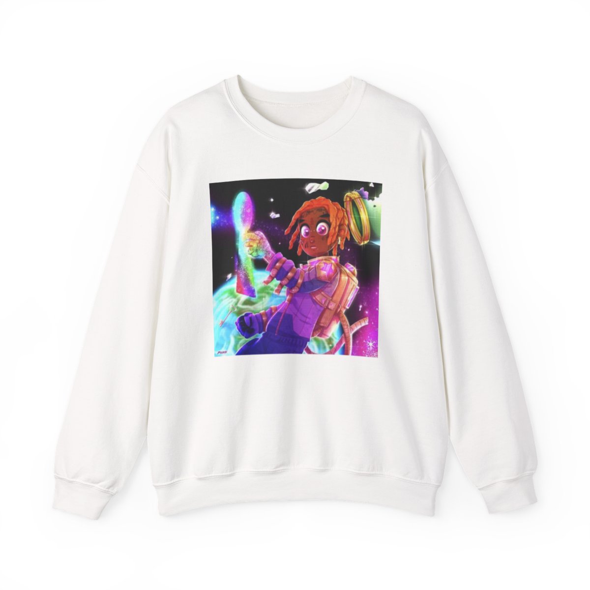Space DJ Alien graphic Sweatshirt | Neon Cosmic Music Art | Konvy Streamer Merch - alternate angle 2, merchandise