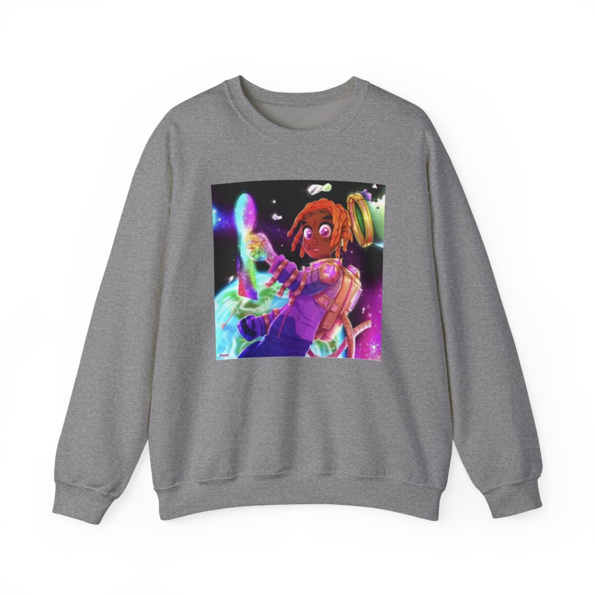 Space DJ Alien graphic Sweatshirt | Neon Cosmic Music Art | Konvy Streamer Merch - alternate angle 4, merchandise