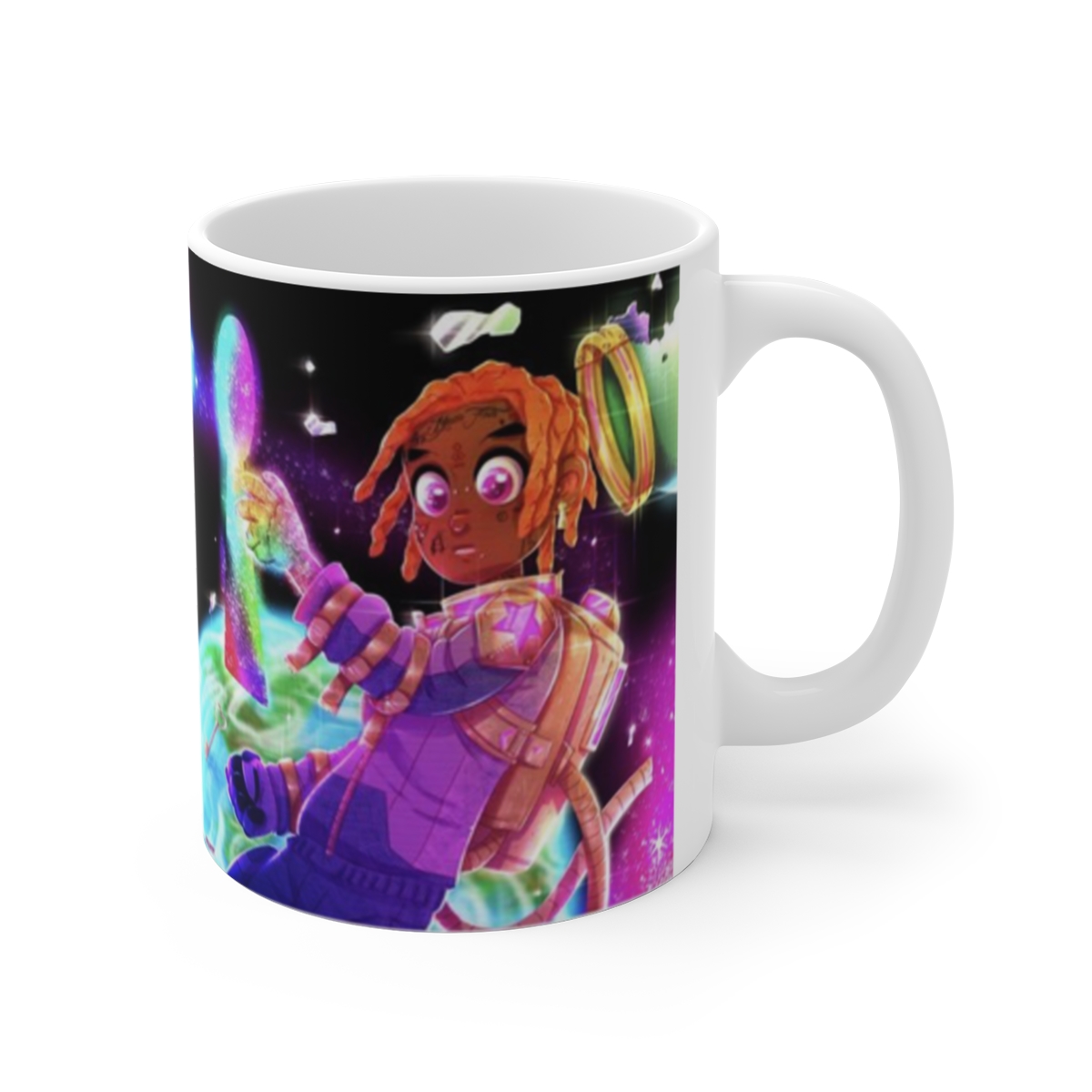 Neon Astronaut Space Art Mug | Colorful Galaxy Coffee Cup | Konvy Streamer Merch