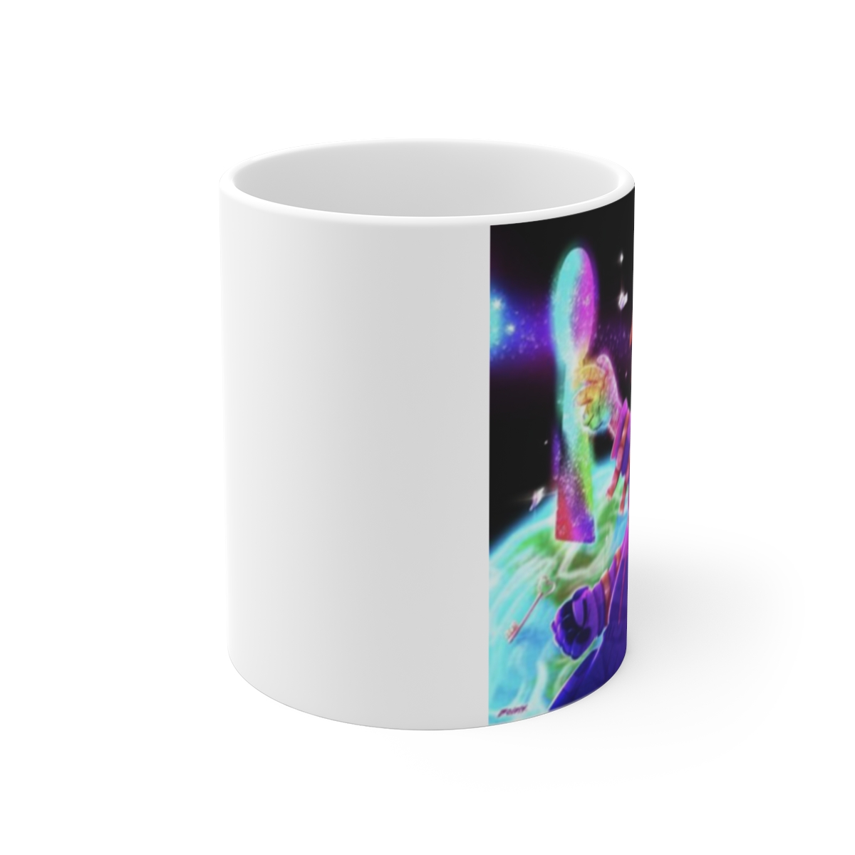 Neon Astronaut Space Art Mug | Colorful Galaxy Coffee Cup | Konvy Streamer Merch - alternate angle 1, merchandise