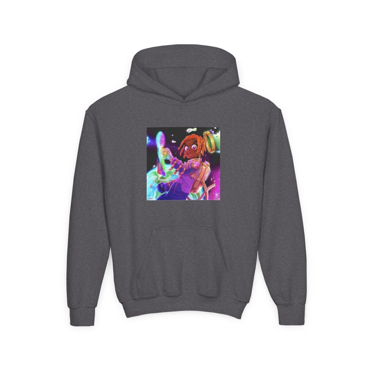 Neon Space Mermaid Hoodie | Colorful Cosmic Illustration | Konvy Streamer Merch (Kids) - alternate angle 4, merchandise