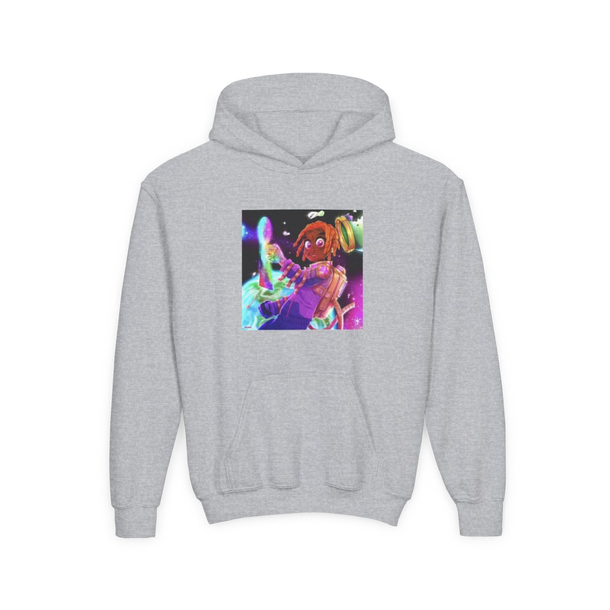 Neon Space Mermaid Hoodie | Colorful Cosmic Illustration | Konvy Streamer Merch (Kids) - alternate angle 3, merchandise