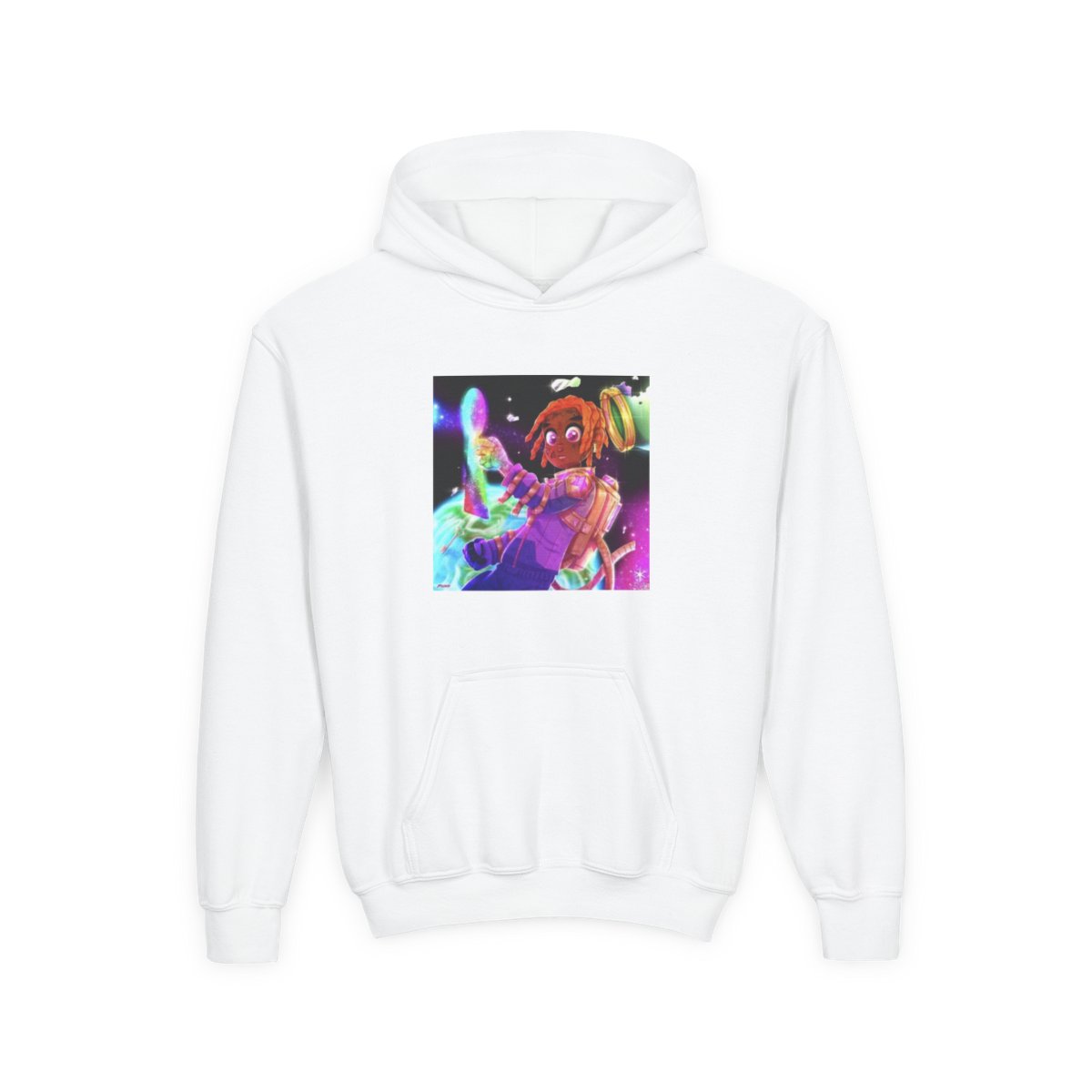 Neon Space Mermaid Hoodie | Colorful Cosmic Illustration | Konvy Streamer Merch (Kids)